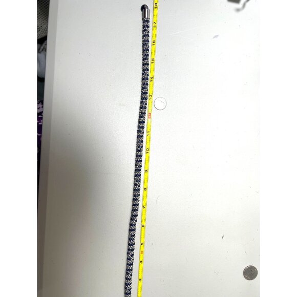 Vtg Talbots Ball Beaded Rope Choker Necklace 18" Navy Blue Silver Magnetic Clasp - Picture 7 of 8